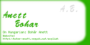 anett bohar business card